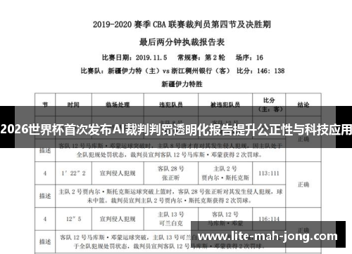 2026世界杯首次发布AI裁判判罚透明化报告提升公正性与科技应用 2026世界杯首次发布AI裁判判罚透明化报告提升公正性与科技应用